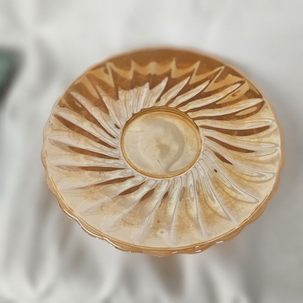 Vintage Anchor Hocking Fire King Peach Lustre Swirl Saucer 5 3/4”